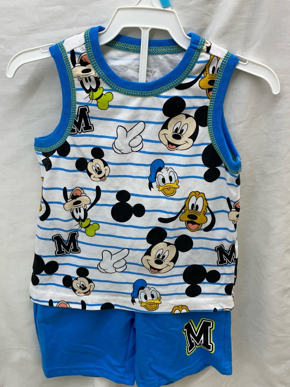 Disney Mickey & Friends Blue Stripe Tank and Shorts Set sz 18mos